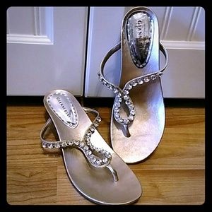 2/$10 Gianni Bini champagne rhinestone heels 7.5